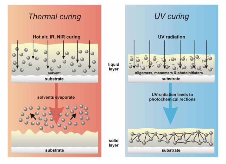 thermal curing and UV curing